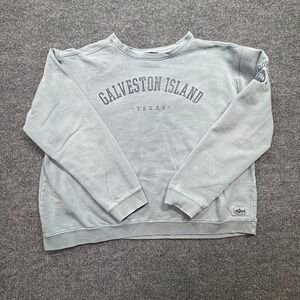 Vintage Shark Tee "Galveston Island Texas" Sweatshirt Men M Gray Pullover Casual